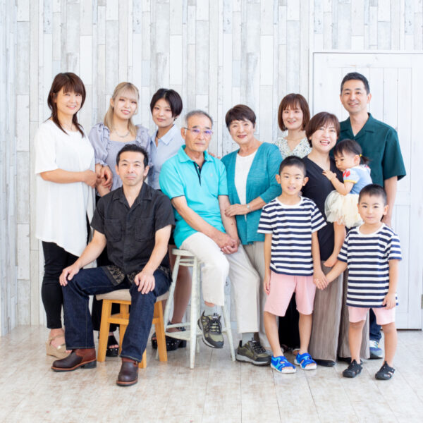 家族写真の記念撮影